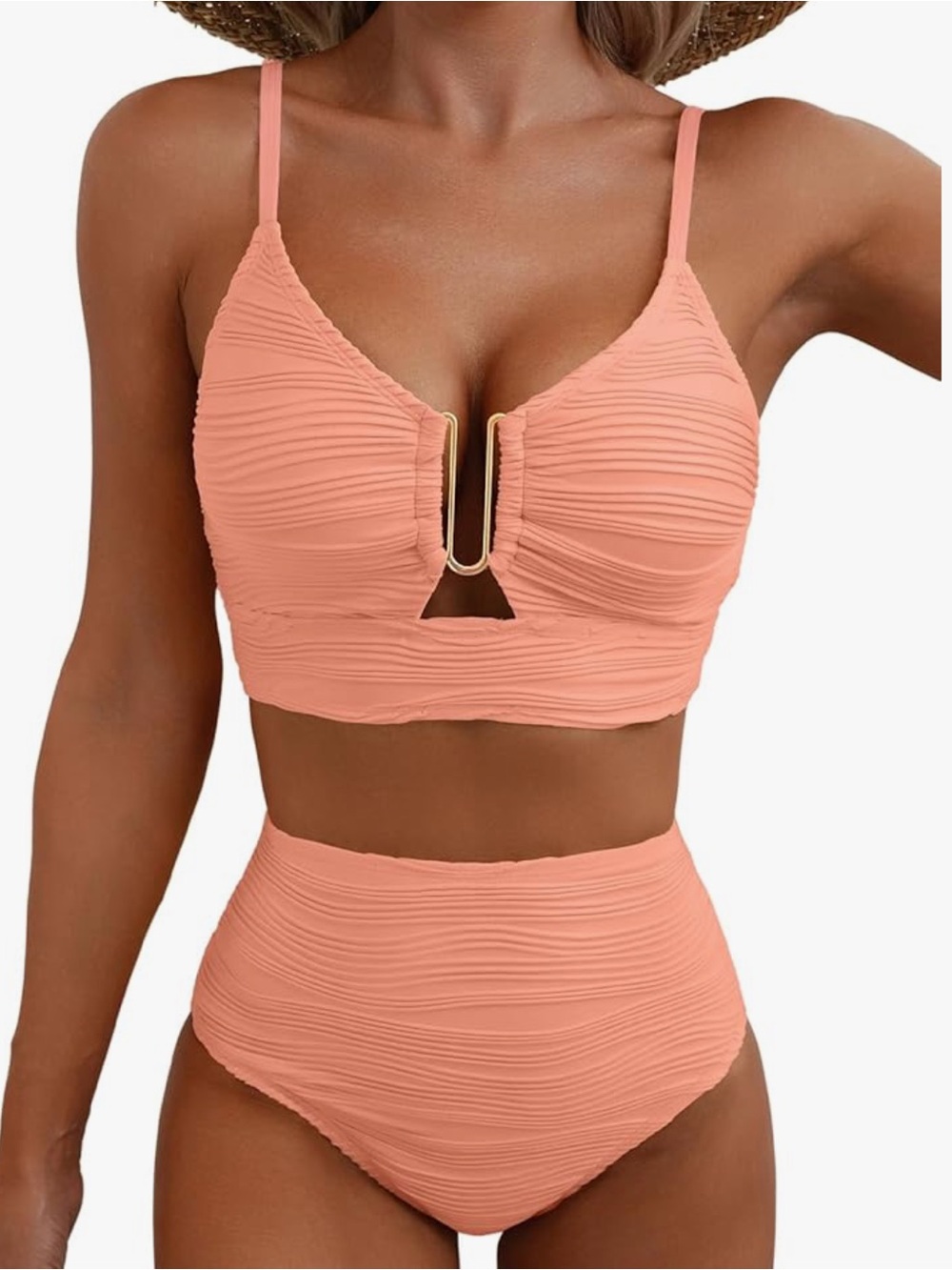 Herseas NWOT S APRICOT Ruched High-Waist TIK VIRAL Bikini Set SwimSUIT